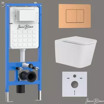 Комплект 3 в 1 Iberica Blanca инсталляция + унитаз Toledo Alto IB.TLA.234.1B1 + кнопка смыва Inox-C IB.B011.007.002