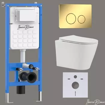 Комплект 3 в 1 Iberica Blanca инсталляция + унитаз Burgos Alto IB.BRA.234.1B1 + кнопка смыва Inox-O IB.B081.006.002