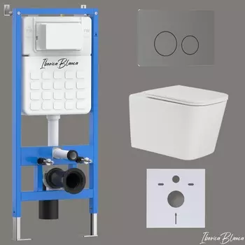 Комплект 3 в 1 Iberica Blanca инсталляция + унитаз Toledo Alto IB.TLA.234.1B1 + кнопка смыва Inox-О IB.B081.008.000