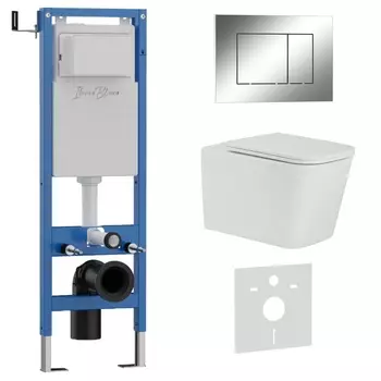 Комплект 3 в 1 инсталляция 40 см, унитаз TOLEDO ALTO IB.TLA.231.1B1, клавиша смыва хром глянцевый IB.B085.003.002