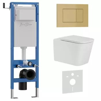 Комплект 3 в 1 инсталляция 40 см, унитаз TOLEDO ALTO IB.TLA.231.1B1, клавиша смыва золото матовое IB.B085.005.000