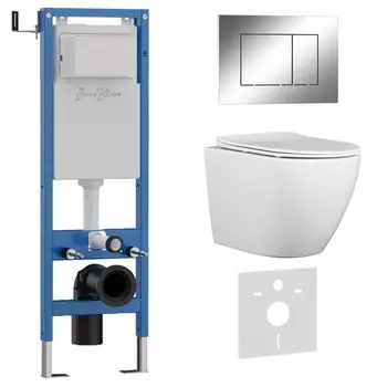 Комплект 3 в 1 инсталляция 40 см, унитаз BILBAO ALTO IB.BLA.234.1B1, клавиша смыва хром глянцевый IB.B085.003.002