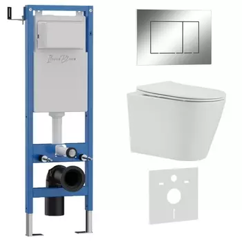 Комплект 3 в 1 инсталляция 40 см, унитаз BURGOS ALTO IB.BRA.231.1B1, клавиша смыва хром глянцевый IB.B085.003.002
