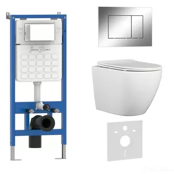 Комплект 3 в 1 инсталляция, унитаз BILBAO ALTO IB.BLA.234.1B1, клавиша смыва хром глянцевый IB.B085.003.002