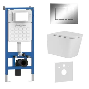 Комплект 3 в 1 инсталляция, унитаз TOLEDO ALTO IB.TLA.231.1B1, клавиша смыва хром глянцевый IB.B085.003.002