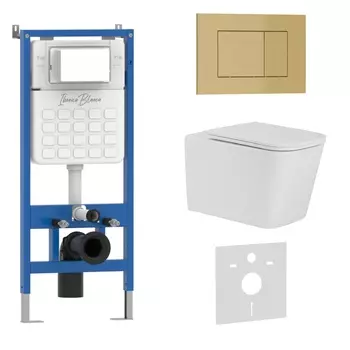 Комплект 3 в 1 инсталляция, унитаз TOLEDO ALTO IB.TLA.231.1B1, клавиша смыва золото матовое IB.B085.005.000