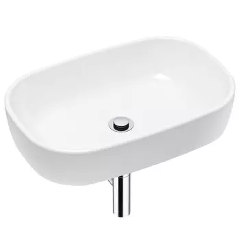 Комплект 3 в 1 Lavinia Boho Bathroom Sink 21520035: накладная фарфоровая раковина 54 см, металлический сифон, донный клапан