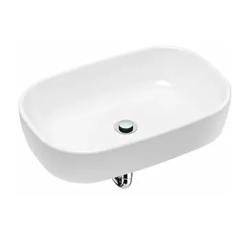 Комплект 3 в 1 Lavinia Boho Bathroom Sink 21520001: накладная фарфоровая раковина 54 см, металлический сифон, донный клапан