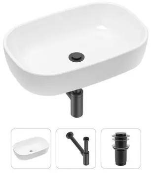 Комплект 3 в 1 Lavinia Boho Bathroom Sink 21520007: накладная фарфоровая раковина 54 см, металлический сифон, донный клапан
