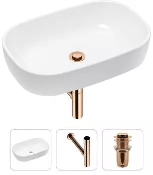 Комплект 3 в 1 Lavinia Boho Bathroom Sink 21520031: накладная фарфоровая раковина 54 см, металлический сифон, донный клапан