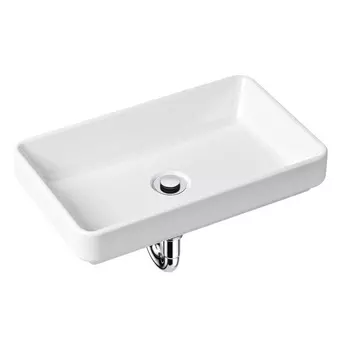 Комплект 3 в 1 Lavinia Boho Bathroom Sink 21520109: накладная фарфоровая раковина 55 см, металлический сифон, донный клапан