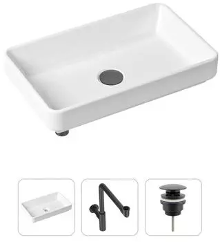 Комплект 3 в 1 Lavinia Boho Bathroom Sink 21520156: накладная фарфоровая раковина 55 см, металлический сифон, донный клапан