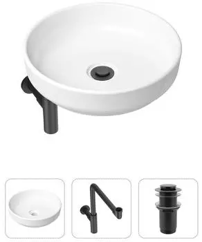 Комплект 3 в 1 Lavinia Boho Bathroom Sink 21520209: накладная фарфоровая раковина 40 см, металлический сифон, донный клапан