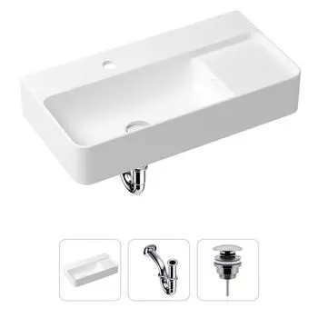 Комплект 3 в 1 Lavinia Boho Bathroom Sink 21520489: накладная фарфоровая раковина 60 см, металлический сифон, донный клапан