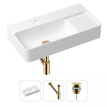 Комплект 3 в 1 Lavinia Boho Bathroom Sink 21520497: накладная фарфоровая раковина 60 см, металлический сифон, донный клапан