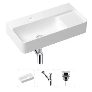 Комплект 3 в 1 Lavinia Boho Bathroom Sink 21520493: накладная фарфоровая раковина 60 см, металлический сифон, донный клапан