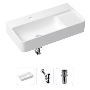 Комплект 3 в 1 Lavinia Boho Bathroom Sink 21520488: накладная фарфоровая раковина 60 см, металлический сифон, донный клапан