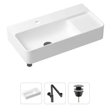 Комплект 3 в 1 Lavinia Boho Bathroom Sink 21520535: накладная фарфоровая раковина 60 см, металлический сифон, донный клапан