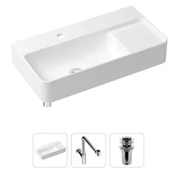 Комплект 3 в 1 Lavinia Boho Bathroom Sink 21520532: накладная фарфоровая раковина 60 см, металлический сифон, донный клапан