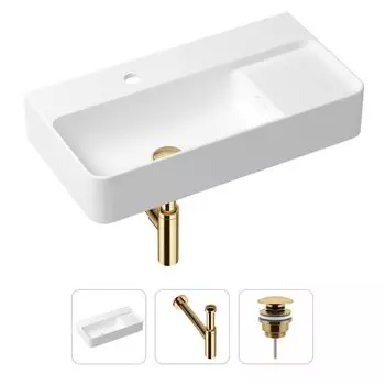 Комплект 3 в 1 Lavinia Boho Bathroom Sink 21520527: накладная фарфоровая раковина 60 см, металлический сифон, донный клапан