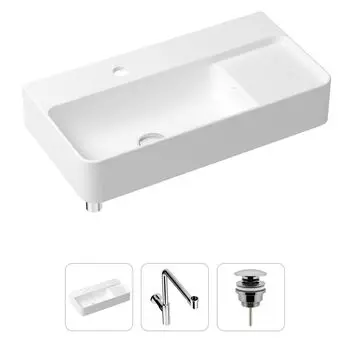 Комплект 3 в 1 Lavinia Boho Bathroom Sink 21520533: накладная фарфоровая раковина 60 см, металлический сифон, донный клапан