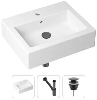 Комплект 3 в 1 Lavinia Boho Bathroom Sink 21520657: накладная фарфоровая раковина 50.5 см, металлический сифон, донный клапан