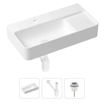 Комплект 3 в 1 Lavinia Boho Bathroom Sink 21520511: накладная фарфоровая раковина 60 см, металлический сифон, донный клапан