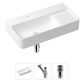 Комплект 3 в 1 Lavinia Boho Bathroom Sink 21520491: накладная фарфоровая раковина 60 см, металлический сифон, донный клапан