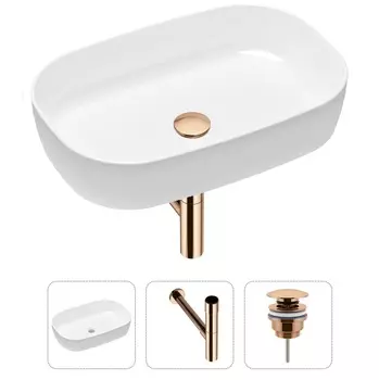 Комплект 3 в 1 Lavinia Boho Bathroom Sink 21520086: накладная фарфоровая раковина 54 см, металлический сифон, донный клапан