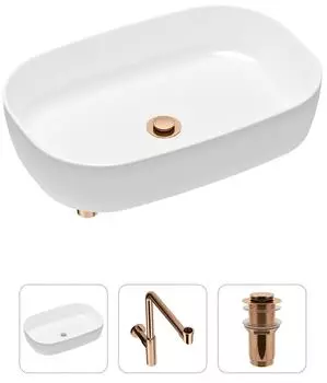 Комплект 3 в 1 Lavinia Boho Bathroom Sink 21520105: накладная фарфоровая раковина 54 см, металлический сифон, донный клапан