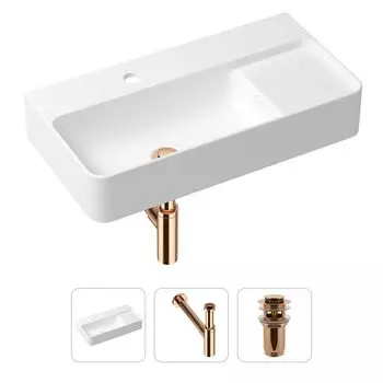 Комплект 3 в 1 Lavinia Boho Bathroom Sink 21520528: накладная фарфоровая раковина 60 см, металлический сифон, донный клапан