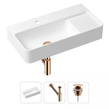 Комплект 3 в 1 Lavinia Boho Bathroom Sink 21520529: накладная фарфоровая раковина 60 см, металлический сифон, донный клапан