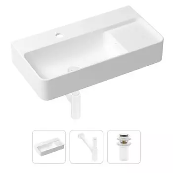 Комплект 3 в 1 Lavinia Boho Bathroom Sink 21520530: накладная фарфоровая раковина 60 см, металлический сифон, донный клапан
