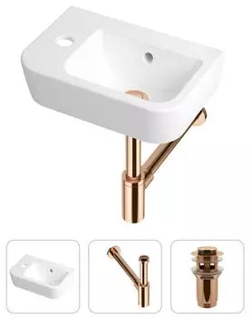 Комплект 3 в 1 Lavinia Boho One 21520712: подвесная фарфоровая раковина для туалета 37 см (отверстие слева)