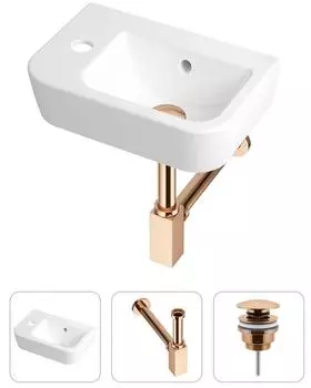 Комплект 3 в 1 Lavinia Boho One 21520723: подвесная фарфоровая раковина для туалета 37 см (отверстие слева)