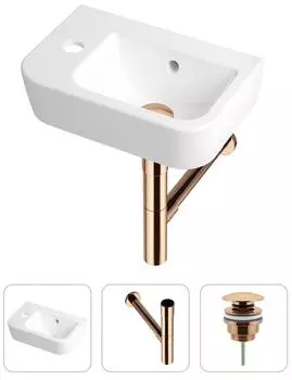 Комплект 3 в 1 Lavinia Boho One 21520733: подвесная фарфоровая раковина для туалета 37 см (отверстие слева)