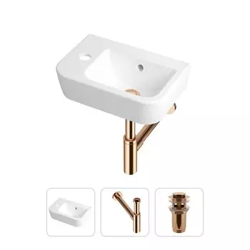 Комплект 3 в 1 Lavinia Boho One 21520742: подвесная фарфоровая раковина для туалета 37 см (отверстие слева)