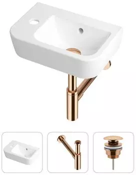 Комплект 3 в 1 Lavinia Boho One 21520743: подвесная фарфоровая раковина для туалета 37 см (отверстие слева)