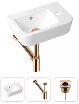 Комплект 3 в 1 Lavinia Boho One 21520755: подвесная фарфоровая раковина для туалета 37 см (отверстие справа)