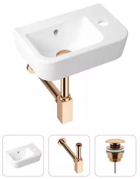 Комплект 3 в 1 Lavinia Boho One 21520765: подвесная фарфоровая раковина для туалета 37 см (отверстие справа)