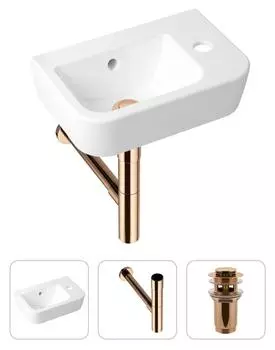 Комплект 3 в 1 Lavinia Boho One 21520774: подвесная фарфоровая раковина для туалета 37 см (отверстие справа)