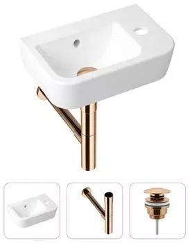 Комплект 3 в 1 Lavinia Boho One 21520775: подвесная фарфоровая раковина для туалета 37 см (отверстие справа)