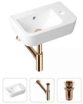 Комплект 3 в 1 Lavinia Boho One 21520784: подвесная фарфоровая раковина для туалета 37 см (отверстие справа)