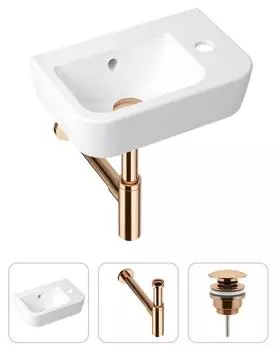 Комплект 3 в 1 Lavinia Boho One 21520785: подвесная фарфоровая раковина для туалета 37 см (отверстие справа)