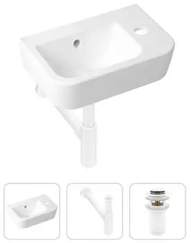 Комплект 3 в 1 Lavinia Boho One 21520786: подвесная фарфоровая раковина для туалета 37 см (отверстие справа)