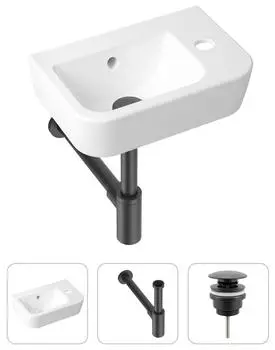 Комплект 3 в 1 Lavinia Boho One 21520751: подвесная фарфоровая раковина для туалета 37 см (отверстие справа)