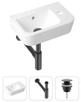 Комплект 3 в 1 Lavinia Boho One 21520781: подвесная фарфоровая раковина для туалета 37 см (отверстие справа)