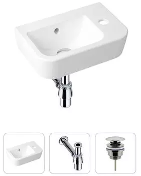 Комплект 3 в 1 Lavinia Boho One 21520747: подвесная фарфоровая раковина для туалета 37 см (отверстие справа)