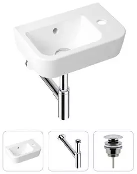 Комплект 3 в 1 Lavinia Boho One 21520779: подвесная фарфоровая раковина для туалета 37 см (отверстие справа)