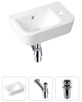 Комплект 3 в 1 Lavinia Boho One 21520746: подвесная фарфоровая раковина для туалета 37 см (отверстие справа)